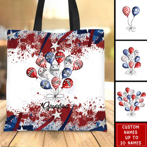 4th July Grandma Auntie Mom Little Balloon Kids American Flag Pattern Personalized Canvas Bag