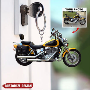 Personalized Biker/Motocross Racer/Couple Upload Photo Acrylic Keychain