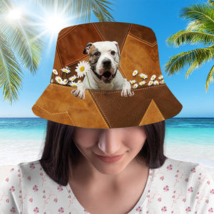 American BullDog Holding Daisy Bucket Hat