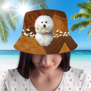 Bichon Frise03Holding Daisy Bucket Hat