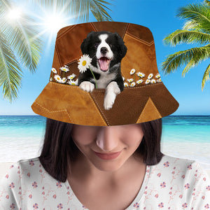 Border Collies Holding Daisy Bucket Hat