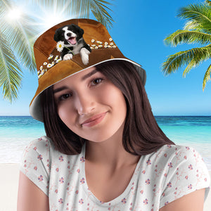 Border Collies Holding Daisy Bucket Hat