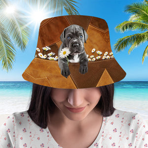 Cane Corso Holding Daisy Bucket Hat