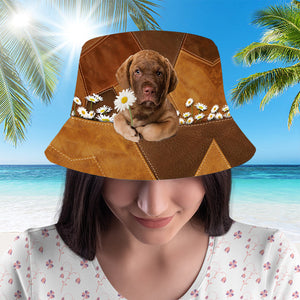 Chesapeake Bay Retriever Holding Daisy Bucket Hat