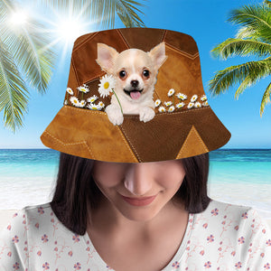 Chihuahua03 Holding Daisy Bucket Hat