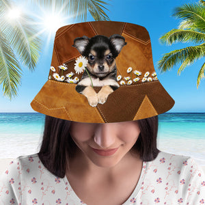 Chihuahua02 Holding Daisy Bucket Hat