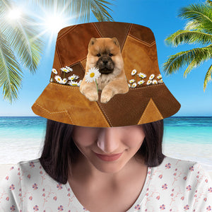 Chow Chow Holding Daisy Bucket Hat