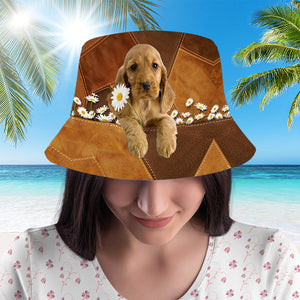 Cocker Spaniel-03 Holding Daisy Bucket Hat