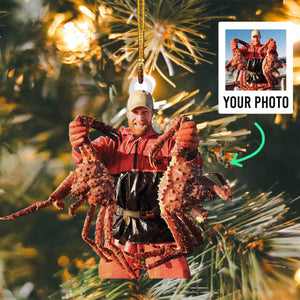 Personalized Fishing/King Crab Upload Photo Christmas Ornament