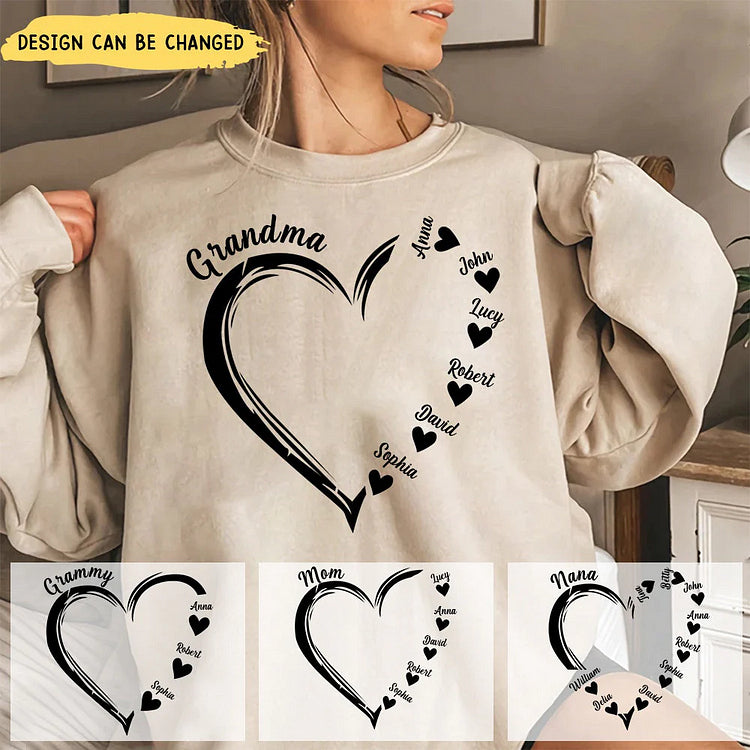 Personalized Sweet Heart Grandma, Nana, Mom Kids Sweatshirt