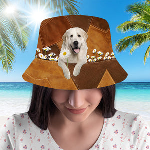 Great Pyrenees Holding Daisy Bucket Hat