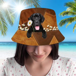 Labrador Retriever Holding Daisy Bucket Hat