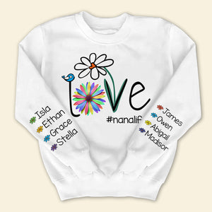 Personalized Love Grandma Life Flower Sweatshirt