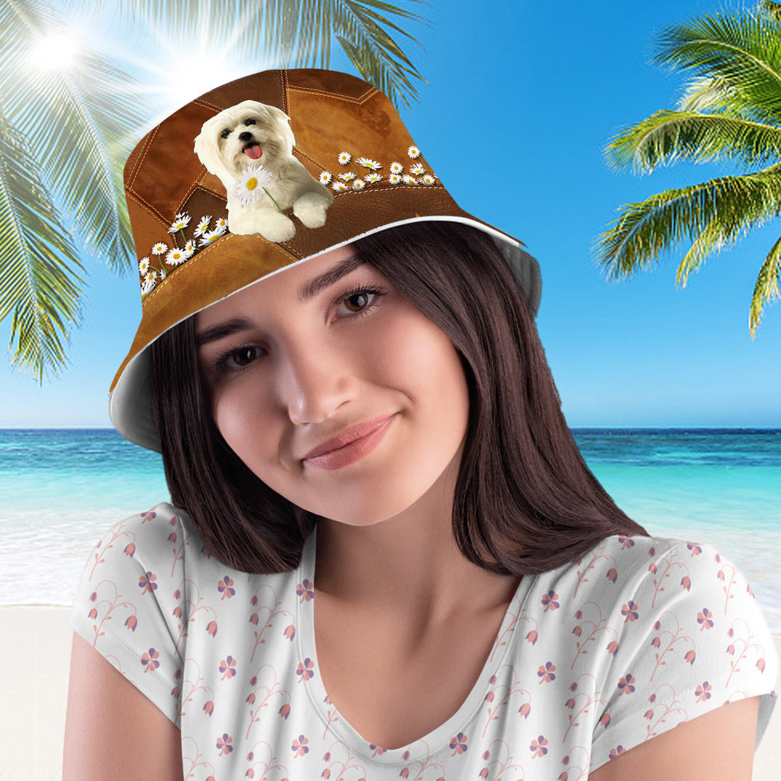 Maltese Holding Daisy Bucket Hat