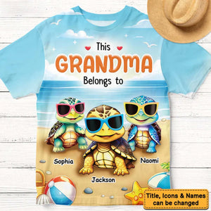 Personalized This Grandma Belongs To Turtle Kids 3D T-shirt