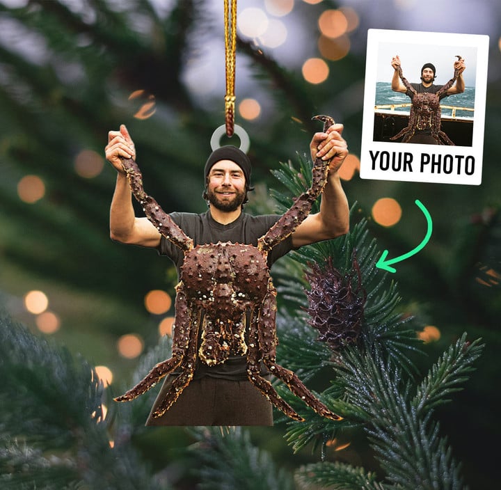 Personalized Fishing/King Crab Upload Photo Christmas Ornament