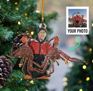 Personalized Fishing/King Crab Upload Photo Christmas Ornament