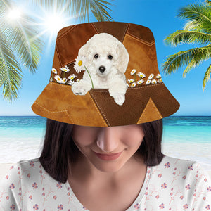 Poodle Holding Daisy Bucket Hat