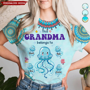 This Grandma/Mom belongs to Cute Jellyfish-Personalized 3D T-shirt-Gift For Grandma And Mom