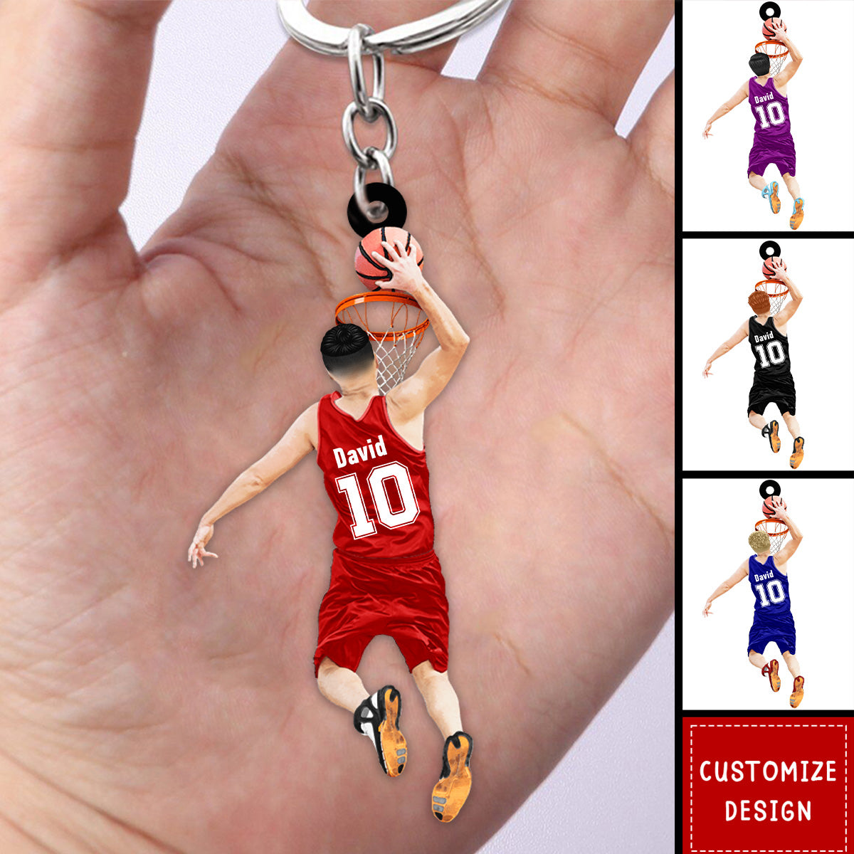 Personalized Basketball Player Jumping Dunking Keychain-Gift For Basketball Lovers