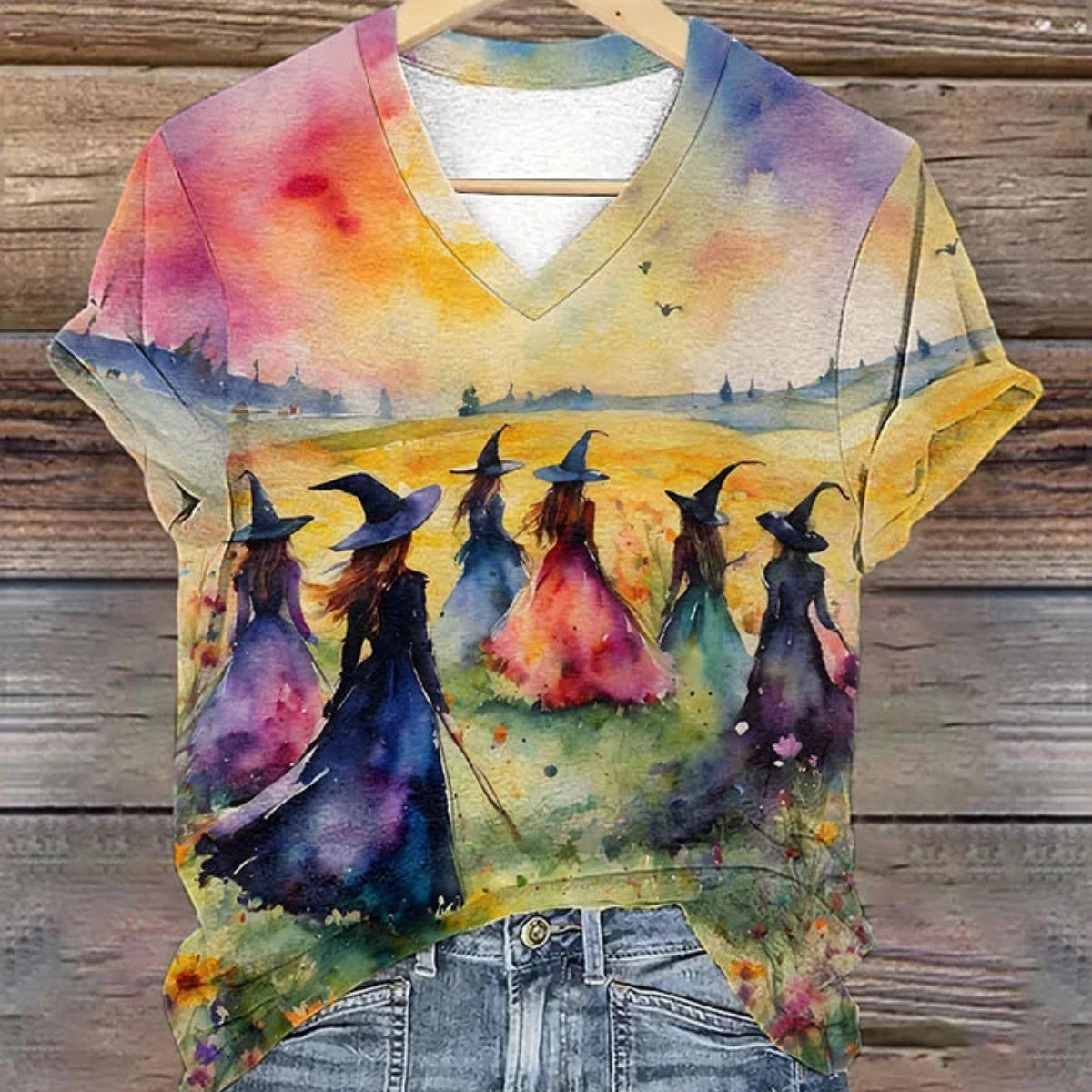 Women's Midsummer Witches Gather V Neck T-Shirt