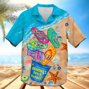 Nana's/Grandpa's/Mom's Beach Buddies Summer Flip Flop Personalized Unisex Hawaiian Shirt