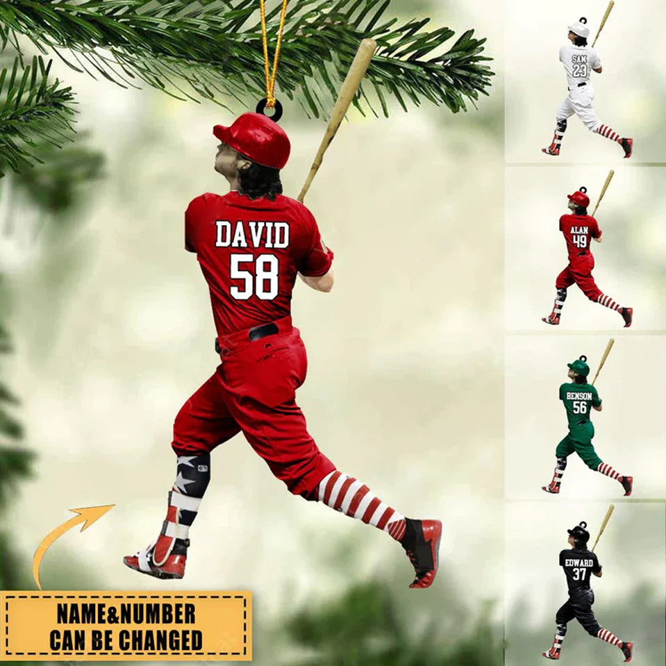 Personalized Baseball Player Christmas Ornament -Great Gift Idea For Baseball Lovers