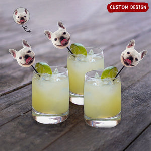 Funny Drink Stirrers Personalized with Face, Gift For Pet Lovers, Family