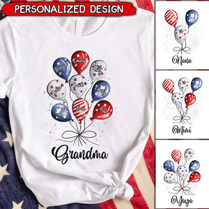 Grandma Auntie Mom Little Balloon Kids American Flag Pattern Personalized Shirt