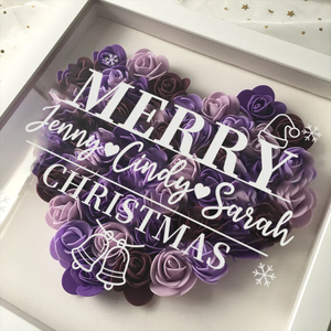 Personalized Merry Flower Shadow Box With Name For Christmas