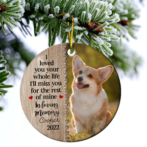 Custom Photo Dog Cat Forever In Our Hearts - Christmas Memorial Gift - Personalized Custom Circle Ceramic Ornament