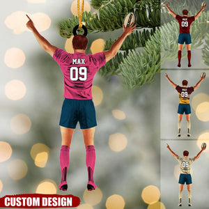 Personalized Rugby Player/Lovers Christmas/Car Hanging Ornament