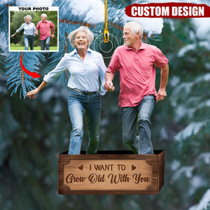 I Want To Grow Old With You - Personalized Custom Photo Mica Ornament - Christmas Gift For Couple, Wedding Couple, Married Couple, Wife, Husband