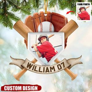 Christmas Gift For Baseball Lover- Personalized Acrylic Photo Ornament