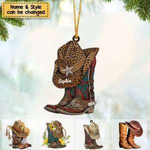 Personalized Boots And Hat Cowboy / Cowgirl Acrylic Ornament