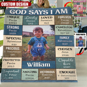 God Says I Am - Personalized Photo Blanket