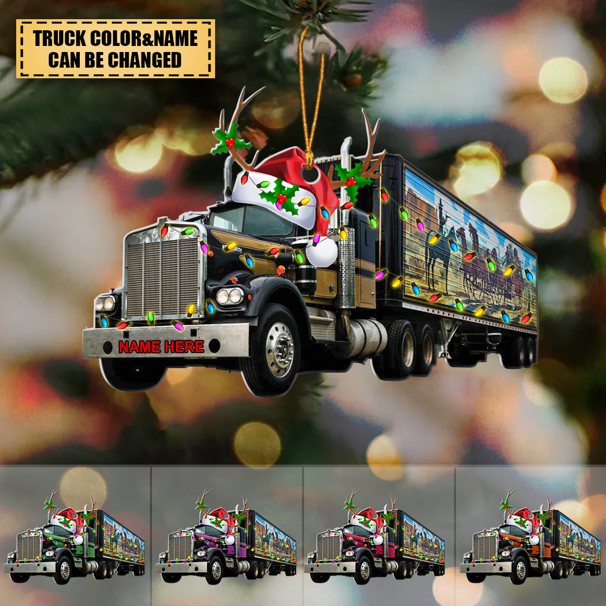 Personalized Semi Truck Christmas Ornament