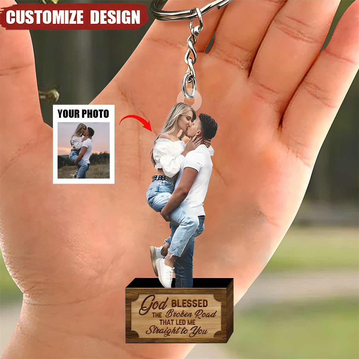 God Blessed - Custom Photo Acrylic Keychain - Gift For Couple