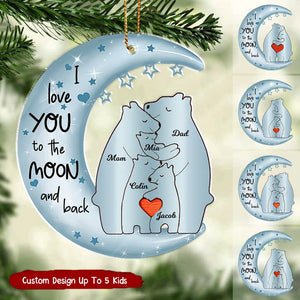 We Love You To the Moon and Back Bear Family Personalized Acrylic Ornament