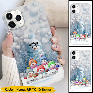 Christmas Blue Vibe Snowman Grandma Mom Colorful Kids Personalized Phone case