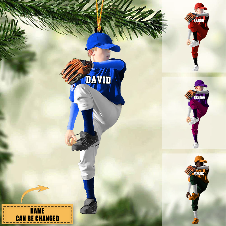 Personalized Baseball Player Christmas Ornament -Great Gift Idea