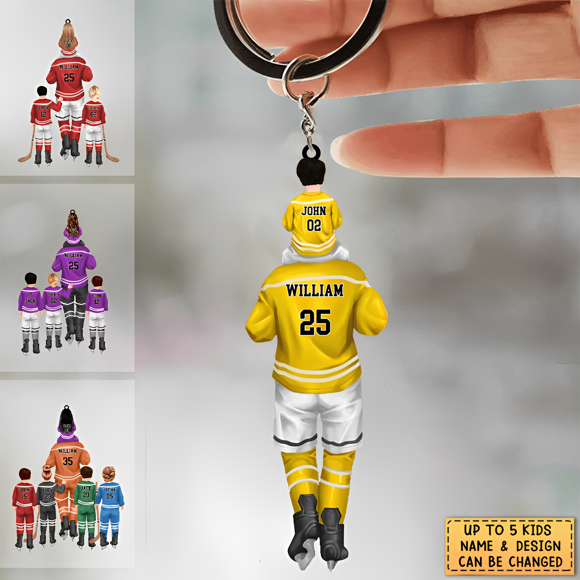 Personalized Hockey Dad/Grandpa & Kids Acrylic Keychain Gift For Kids & Dad