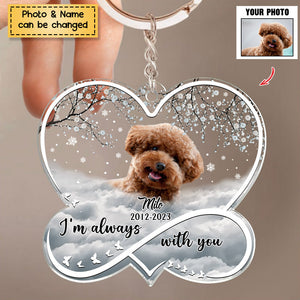 Memorial Upload Photo Heart Infinity Forever Loved Personalized Acrylic Keychain