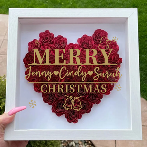 Personalized Merry Flower Shadow Box With Name For Christmas