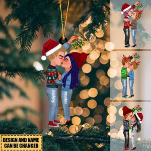 Couple Kissing Personalized Christmas Ornament