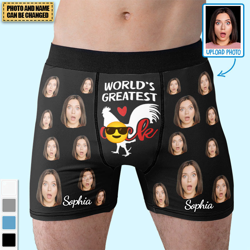 Custom Photo World Greatest Cock - Funny Personalized Custom Boxer Briefs, Men's Boxer - Birthday Gift For Boyfriend, Husband, Anniversary