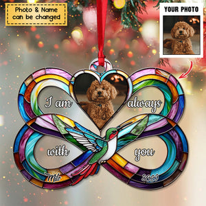 Personalized Upload Photo Heart Infinity Hummingbird, I Am Always With You Christmas Ornament