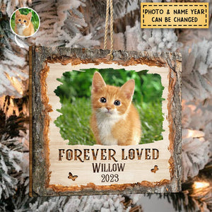 Christmas Custom Photo Memorial Forever Loved - Memorial Gift - Personalized Custom Shaped Wooden Ornament