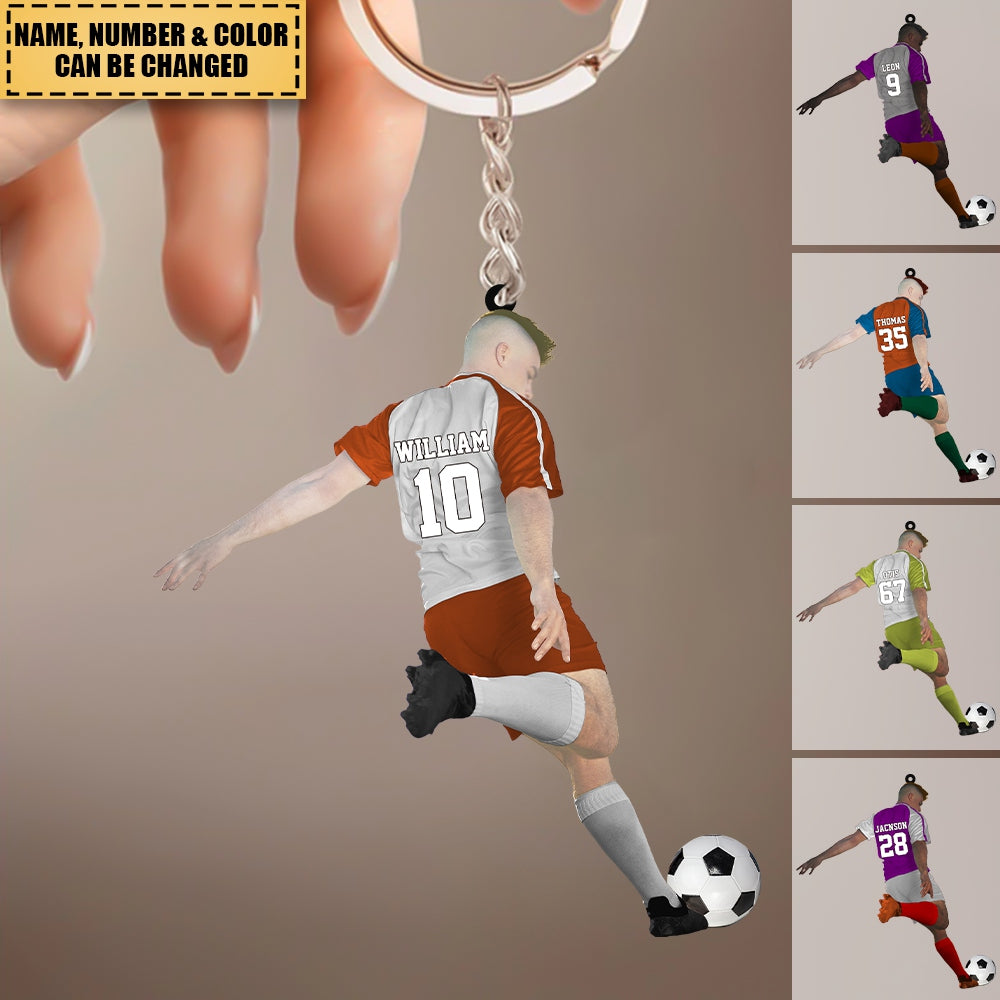 Personalized  Name, Number & Appearance -  Acrylic Keychain-Gift for Soccer Lovers