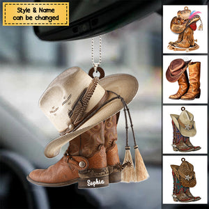 Personalized Boots And Hat Cowboy / Cowgirl Acrylic Ornament